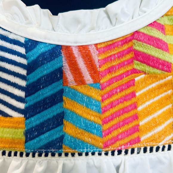 THML by Anthropology White Ruffled Sleeve Top with Colorful Embroidered Detail - Picture 7 of 9